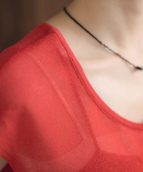 LAULEN（ローレン）の「sheer layered knit pullover /シアーレイヤード風ニットプルオーバー（ニット/セーター・レディース・グレー/チャコールグレー/レッド/アイボリー/ピンク・FREE）」の15枚目の写真