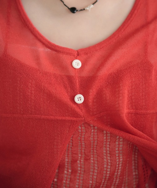LAULEN（ローレン）の「sheer layered knit pullover /シアーレイヤード風ニットプルオーバー（ニット/セーター・レディース・グレー/チャコールグレー/レッド/アイボリー/ピンク・FREE）」の14枚目の写真