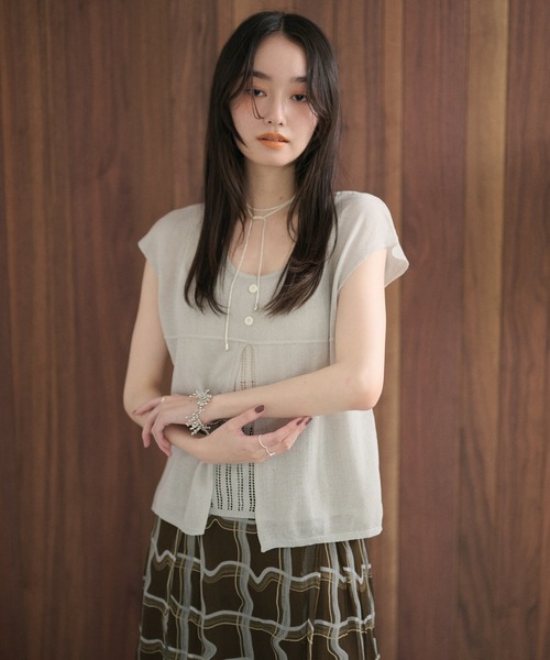 LAULEN（ローレン）の「sheer layered knit pullover /シアーレイヤード風ニットプルオーバー（ニット/セーター・レディース・グレー/チャコールグレー/レッド/アイボリー/ピンク・FREE）」の19枚目の写真