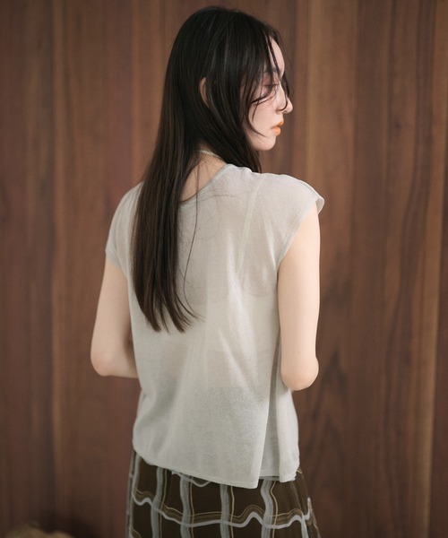 LAULEN（ローレン）の「sheer layered knit pullover /シアーレイヤード風ニットプルオーバー（ニット/セーター・レディース・グレー/チャコールグレー/レッド/アイボリー/ピンク・FREE）」の21枚目の写真