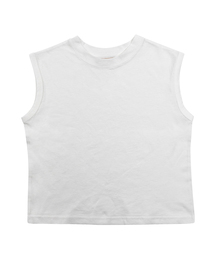 シンプル袖なしTシャツ-ホワイト