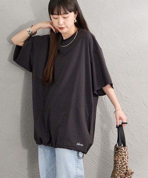 新品 nagoune 26SS ドローコード Tシャツ 黒 L フォレストガンプ NANGA/ナンガ] PLC EXCURSION ドローコード ショートスリーブTシャツ