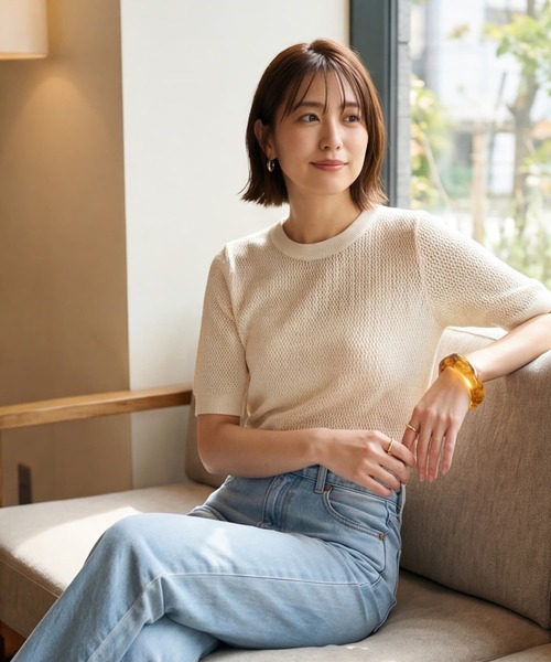 STYLE DELI(スタイルデリ)の「【DELI by】ニュアンスマーブル樹脂バングル(バングル/リストバンド・レディース・アイボリー/ブラウン/イエロー・FREE)」の4枚目の写真