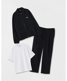 [M's]ジップブルゾン＆Tシャツ＆パンツセットアップ T/C JERSEY + NY/PU<撥水、４WAYストレッチ、UVカット>