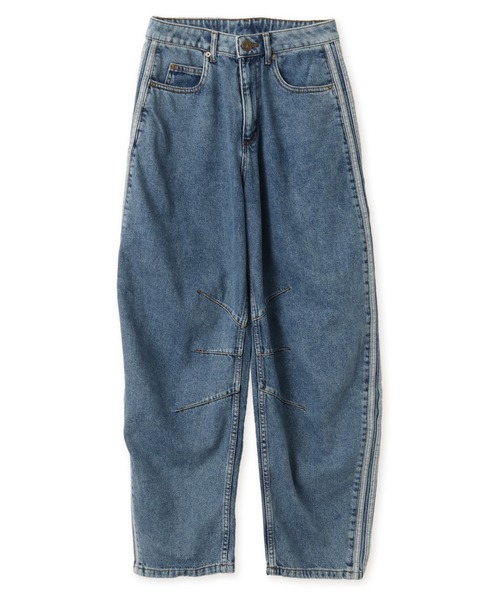adidas(アディダス)の「adidas HIGH RISE BARREL LEG DENIM PANT / アディダス ハイライズ バレル レッグ デニム パンツ(デニムパンツ・レディース・ライトインディゴブルー・25inch/24inch/26inch)」の1枚目の写真