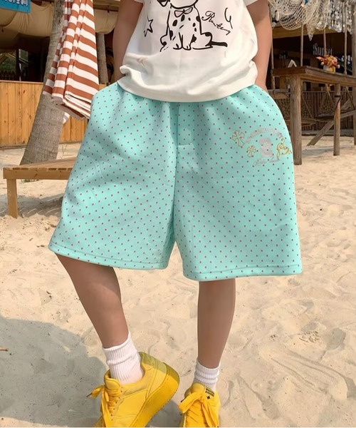 水玉柄のルーズフィット5分丈パンツ（その他パンツ）｜AsheKsha