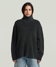 Washed Turtle Knit/ウォッシュド加工コットンニットタートルネックセーター