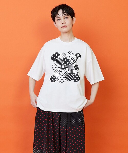 FRAPBOIS(フラボア)の「フォームドットTシャツ(Tシャツ/カットソー・レディース・ホワイト/グリーン・1/2)」の1枚目の写真