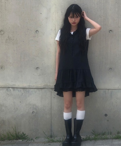 anyonemore（エニワンモア）の「[MADE] ジェークフードフリルミニワンピース（ワンピース・レディース・ブラック・FREE）」の12枚目の写真