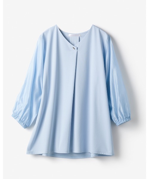 DoCLASSE( ドゥクラッセ)の「シフォンスリーブ・カットソーブラウス(Tシャツ/カットソー・レディース・サックスブルー/ダークネイビー・L/M/S/LL)」の7枚目の写真