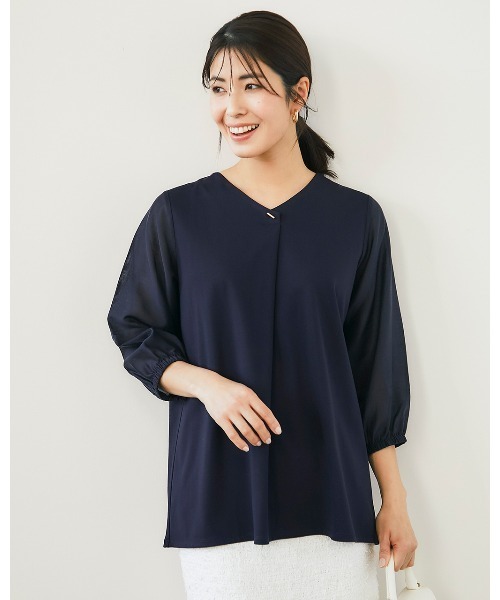 DoCLASSE( ドゥクラッセ)の「シフォンスリーブ・カットソーブラウス(Tシャツ/カットソー・レディース・サックスブルー/ダークネイビー・L/M/S/LL)」の10枚目の写真