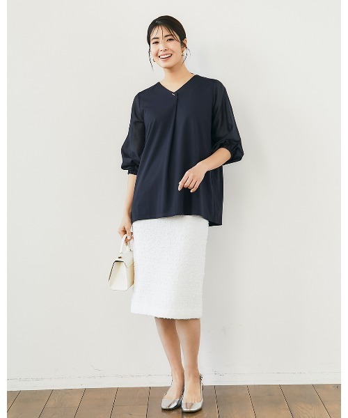 DoCLASSE( ドゥクラッセ)の「シフォンスリーブ・カットソーブラウス(Tシャツ/カットソー・レディース・サックスブルー/ダークネイビー・L/M/S/LL)」の11枚目の写真