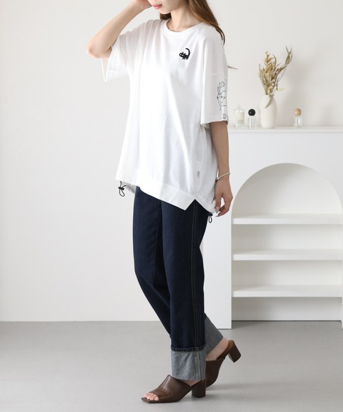 FUNALIVE(ファンアライブ)の「裾ドロスト刺繍プルオーバー 半袖(Tシャツ/カットソー・レディース・ライトブルー/オフホワイト・M/L)」の8枚目の写真