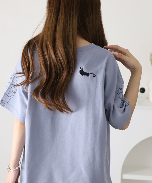 FUNALIVE(ファンアライブ)の「裾ドロスト刺繍プルオーバー 半袖(Tシャツ/カットソー・レディース・ライトブルー/オフホワイト・M/L)」の13枚目の写真