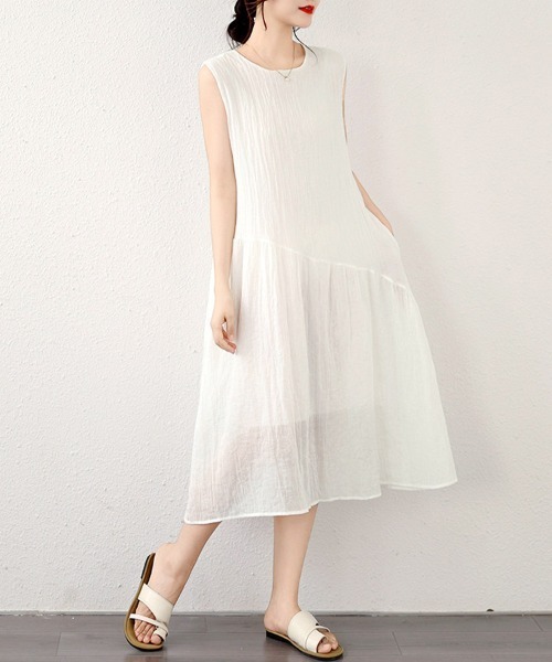 ONEP STAR(ワンピスター)の「ノースリーブフレアワンピース(ワンピース・レディース・ホワイト/ピンク/イエロー・LARGE/X-LARGE/XX-LARGE)」の21枚目の写真