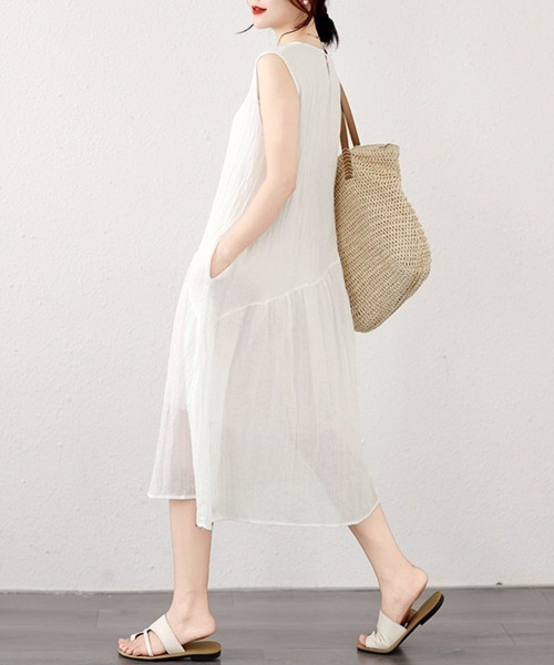 ONEP STAR(ワンピスター)の「ノースリーブフレアワンピース(ワンピース・レディース・ホワイト/ピンク/イエロー・LARGE/X-LARGE/XX-LARGE)」の19枚目の写真