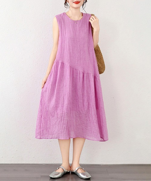 ONEP STAR(ワンピスター)の「ノースリーブフレアワンピース(ワンピース・レディース・ホワイト/ピンク/イエロー・LARGE/X-LARGE/XX-LARGE)」の11枚目の写真