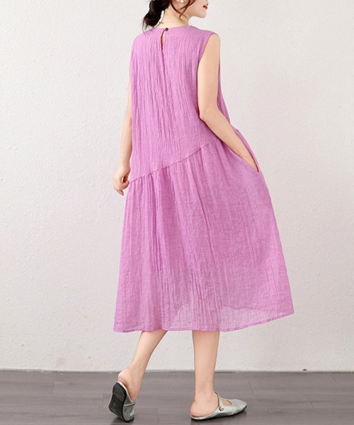 ONEP STAR(ワンピスター)の「ノースリーブフレアワンピース(ワンピース・レディース・ホワイト/ピンク/イエロー・LARGE/X-LARGE/XX-LARGE)」の8枚目の写真