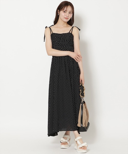 WILLSELECTION(ウィルセレクション)の「【7/16(thu)発売】リボンショルダーギャザーキャミワンピース(ワンピース・レディース・ブラック系その他/グリーン系その他/ベージュ系その他/ホワイト系その他・FREE)」の2枚目の写真