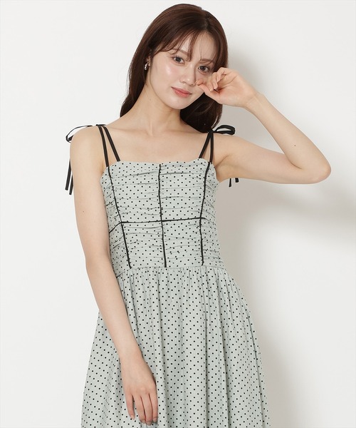 WILLSELECTION(ウィルセレクション)の「【7/16(thu)発売】リボンショルダーギャザーキャミワンピース(ワンピース・レディース・ブラック系その他/グリーン系その他/ベージュ系その他/ホワイト系その他・FREE)」の4枚目の写真