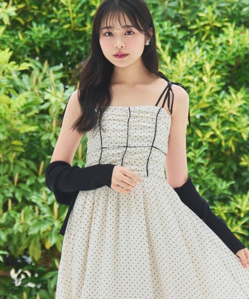 WILLSELECTION(ウィルセレクション)の「【7/16(thu)発売】リボンショルダーギャザーキャミワンピース(ワンピース・レディース・ブラック系その他/グリーン系その他/ベージュ系その他/ホワイト系その他・FREE)」の8枚目の写真