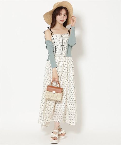 WILLSELECTION(ウィルセレクション)の「【7/16(thu)発売】リボンショルダーギャザーキャミワンピース(ワンピース・レディース・ブラック系その他/グリーン系その他/ベージュ系その他/ホワイト系その他・FREE)」の10枚目の写真