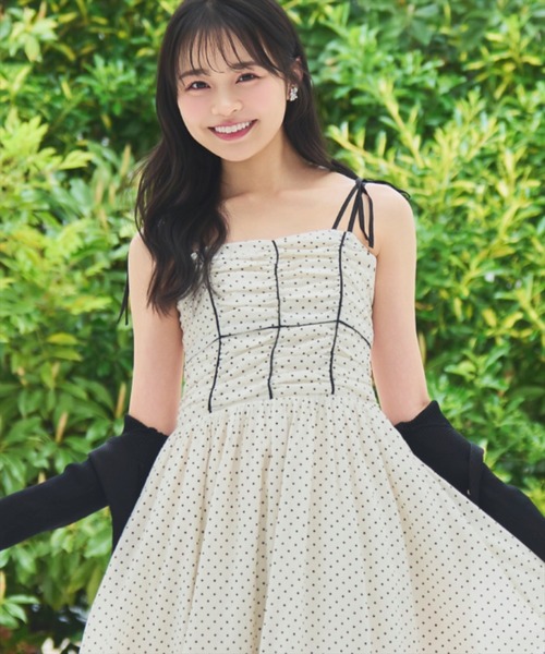 WILLSELECTION(ウィルセレクション)の「【7/16(thu)発売】リボンショルダーギャザーキャミワンピース(ワンピース・レディース・ブラック系その他/グリーン系その他/ベージュ系その他/ホワイト系その他・FREE)」の7枚目の写真