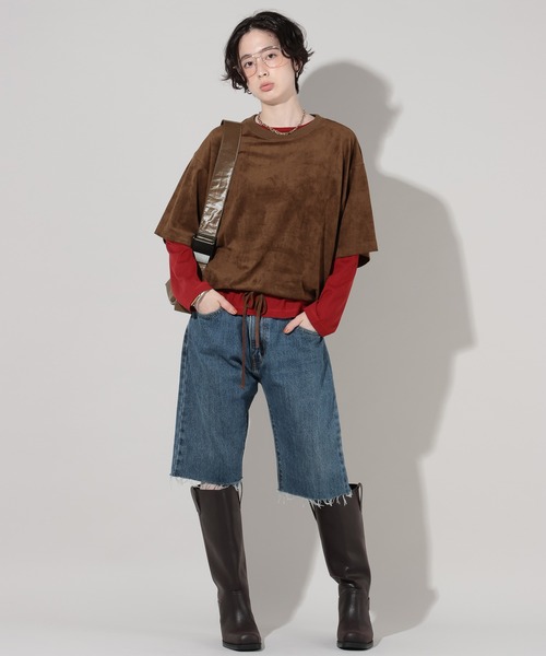 GEORGE'S（ジョージズ）の「ドロストスエードプルオーバー（Tシャツ/カットソー・レディース・ベージュ/イエロー/ブラウン・FREE）」の4枚目の写真