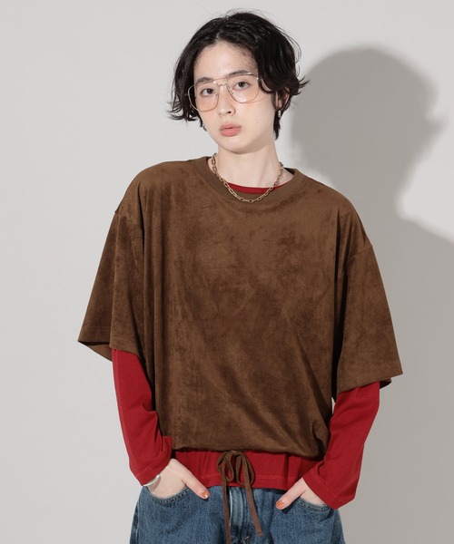 GEORGE'S（ジョージズ）の「ドロストスエードプルオーバー（Tシャツ/カットソー・レディース・ベージュ/イエロー/ブラウン・FREE）」の7枚目の写真