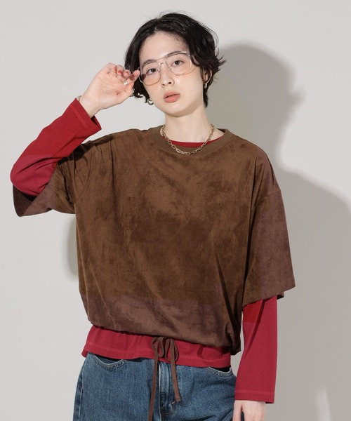 GEORGE'S（ジョージズ）の「ドロストスエードプルオーバー（Tシャツ/カットソー・レディース・ベージュ/イエロー/ブラウン・FREE）」の8枚目の写真