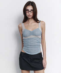 Macy Leopard Shirring Sleeveless Top (Mute Mint)