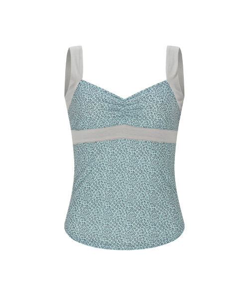 PLEASENOFOLLOW(プリーズノーフォロー)の「Macy Leopard Shirring Sleeveless Top (Mute Mint)(Tシャツ/カットソー・レディース・その他・FREE)」の2枚目の写真