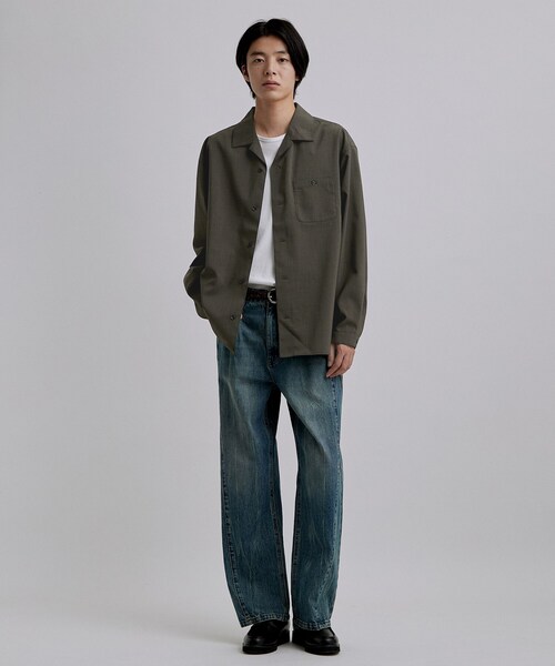 tk.TAKEO KIKUCHI(ティーケータケオキクチ)の「【接触冷感/UVカット】テックリネンシャツ(シャツ/ブラウス・メンズ・ダークオリーブ/ブラック・03/02)」の6枚目の写真