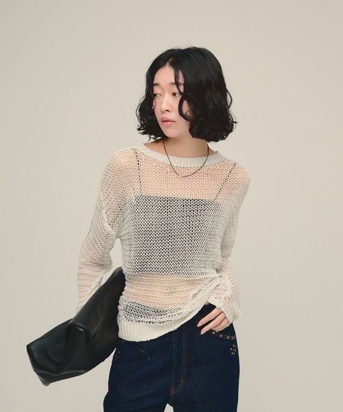 eL(エル)の「【eL】3G Mesh Knit Pullover/1052791(ニット/セーター・レディース・ブラック系その他/ホワイト系その他/レッド系その他・FREE)」の2枚目の写真