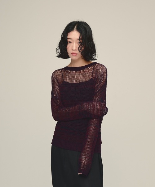 eL(エル)の「【eL】3G Mesh Knit Pullover/1052791(ニット/セーター・レディース・ブラック系その他/ホワイト系その他/レッド系その他・FREE)」の1枚目の写真