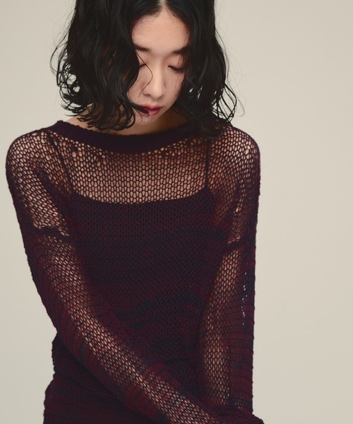 eL(エル)の「【eL】3G Mesh Knit Pullover/1052791(ニット/セーター・レディース・ブラック系その他/ホワイト系その他/レッド系その他・FREE)」の11枚目の写真