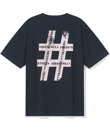 ヴィンテージハッシュタグオーバーサイズ半袖Tシャツ（チャコール）