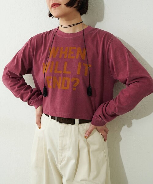 Whim Gazette(ウィムガゼット)の「ロゴロンT(Tシャツ/カットソー・レディース・ボルドー/オフホワイト・FREE)」の1枚目の写真
