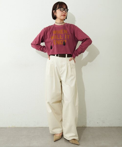 Whim Gazette(ウィムガゼット)の「ロゴロンT(Tシャツ/カットソー・レディース・ボルドー/オフホワイト・FREE)」の11枚目の写真
