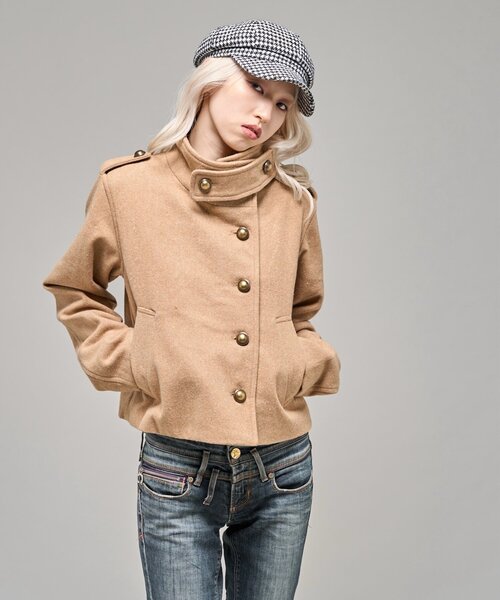WHO'S WHO gallery（フーズフーギャラリー）の「【26AW LOOK掲載品番】スタンドネックアシメジャケット（ブルゾン・レディース・ブラック/チャコールグレー/キャメル・FREE）」の19枚目の写真