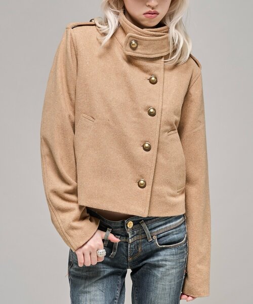 WHO'S WHO gallery（フーズフーギャラリー）の「【26AW LOOK掲載品番】スタンドネックアシメジャケット（ブルゾン・レディース・ブラック/チャコールグレー/キャメル・FREE）」の22枚目の写真