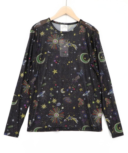 ScoLar（スカラー）の「163618：3柄展開 総柄ソフトチュールインナー（Tシャツ/カットソー・レディース・ブラウン/ブラック・M）」の2枚目の写真