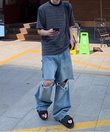 DOUBLE STEAL（ダブルスティール）の「DSクラッシュワイドデニムパンツ（デニムパンツ）」