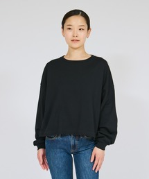 【Hanes/ヘインズ】レディース Hanes T-SHIRTS KURO for HER クロップドワイドTシャツ
