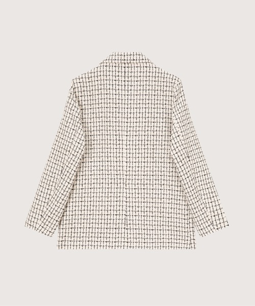 LA POMME petit(ラポミ・プチ)の「Elegant Style Tweed Check Jacket/エレガントスタイルツイードチェックジャケット(テーラードジャケット・レディース・ホワイト・FREE)」の2枚目の写真