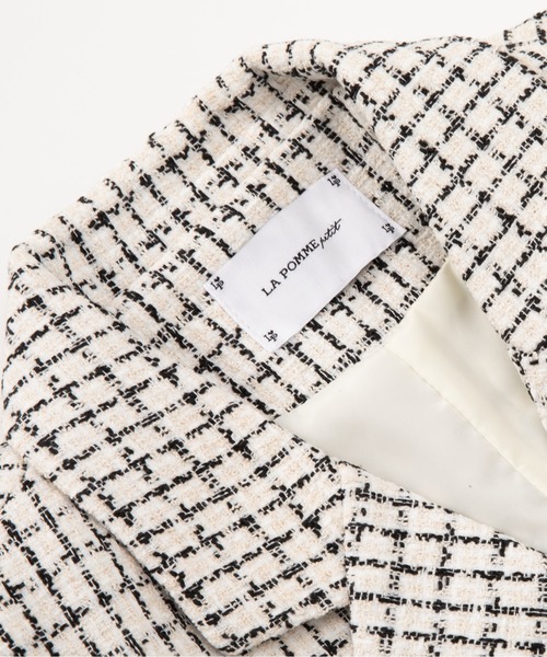 LA POMME petit(ラポミ・プチ)の「Elegant Style Tweed Check Jacket/エレガントスタイルツイードチェックジャケット(テーラードジャケット・レディース・ホワイト・FREE)」の3枚目の写真