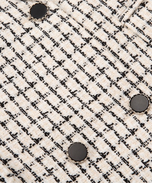 LA POMME petit(ラポミ・プチ)の「Elegant Style Tweed Check Jacket/エレガントスタイルツイードチェックジャケット(テーラードジャケット・レディース・ホワイト・FREE)」の4枚目の写真