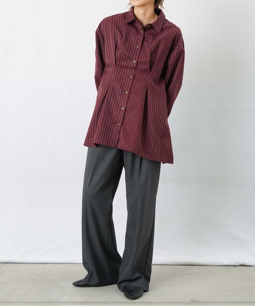 LUCA/LADY LUCK LUCA(ルカ/レディラックルカ)の「LC/LLL ウエストタックストライプチュニック(シャツ/ブラウス・レディース・オフホワイト/ボルドー・FREE)」の16枚目の写真