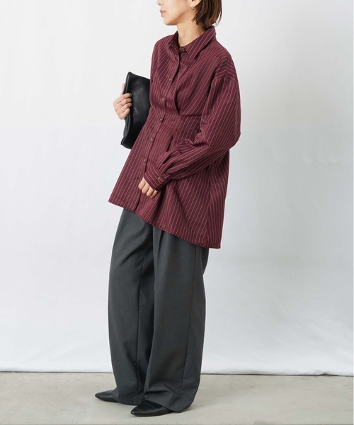 LUCA/LADY LUCK LUCA(ルカ/レディラックルカ)の「LC/LLL ウエストタックストライプチュニック(シャツ/ブラウス・レディース・オフホワイト/ボルドー・FREE)」の15枚目の写真