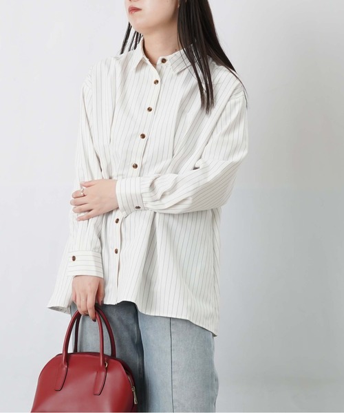 LUCA/LADY LUCK LUCA(ルカ/レディラックルカ)の「LC/LLL ウエストタックストライプチュニック(シャツ/ブラウス・レディース・オフホワイト/ボルドー・FREE)」の6枚目の写真